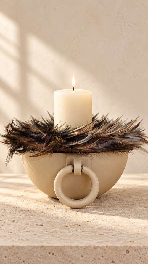 Feder Kranz "Maik" zum Hängen, D40cm, Braun